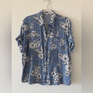 Collective Concepts Blue and White Floral Men's Shirt